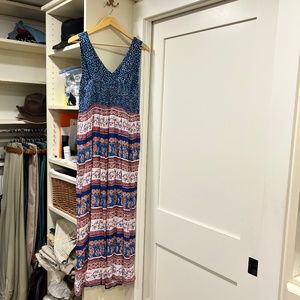 Maxi Sundress with Elastic Shirring Back